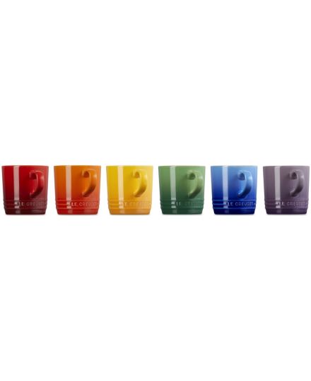 Le Creuset 6er-Set Cappuccinobecher Regenbogen aus Steinzeug 0,2 L | Le Creuset | Mimocook