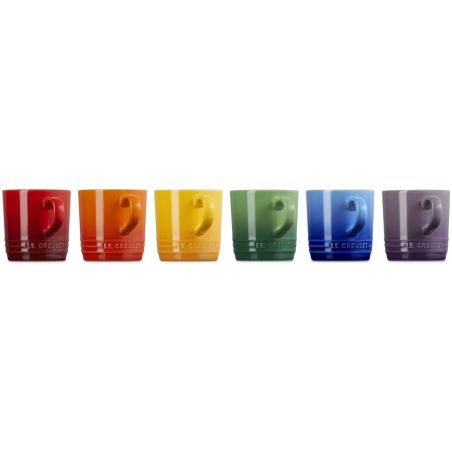 Le Creuset Stoneware Rainbow Set of 6 Cappuccino Mugs 0.2 L | Le Creuset | Mimocook