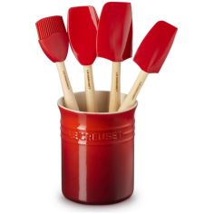 Set de 4 espátulas y bote para espátulas de cerámica de gres Le Creuset