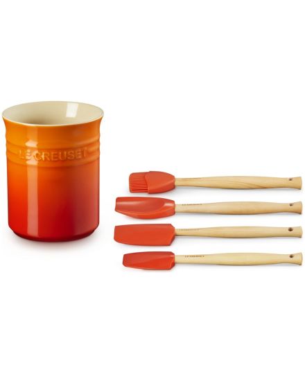 Set de 4 espátulas y bote para espátulas de cerámica de gres Le Creuset | Le Creuset | Mimocook