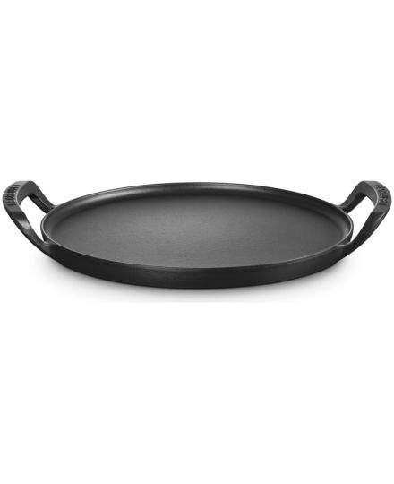 Le Creuset Satin Black Cast Iron BBQ Outdoor Round Pizza Pan 35 cm | Le Creuset | Mimocook