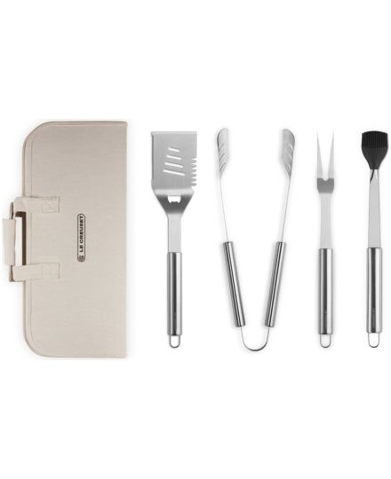 Set 4 utensílios BBQ em aço inoxidável com bolsa Le Creuset | Le Creuset | Mimocook
