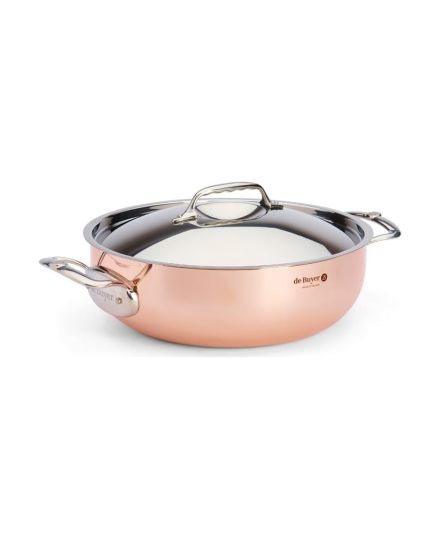 de Buyer PRIMA MATERA Sauteuse en Cuivre et Inox avec Couvercle 28cm | De Buyer | Mimocook