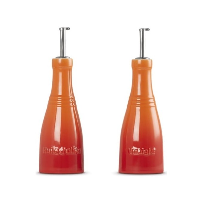 Le Creuset Stoneware Oil and Vinegar Bottle Set - Cerise | Le Creuset | Mimocook
