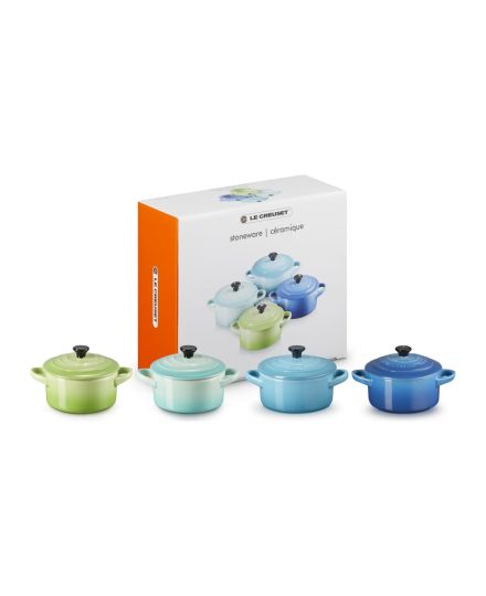 Le Creuset Set 4 Mini Cocottes Verde e Azul em Cerâmica de Grés | Le Creuset | Mimocook