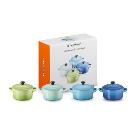 Le Creuset Set 4 Mini Cocottes Verde e Azul em Cerâmica de Grés | Le Creuset | Mimocook