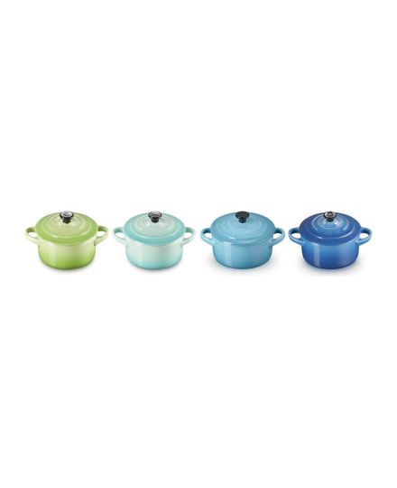 Le Creuset Set 4 Mini Cocottes Verde e Azul em Cerâmica de Grés | Le Creuset | Mimocook