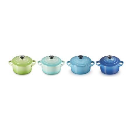 Le Creuset Set de 4 Mini Cocottes Verde y Azul de Cerámica de Gres | Le Creuset | Mimocook