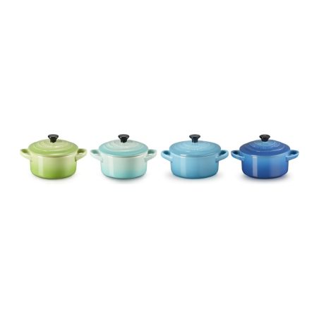 Le Creuset Set de 4 Mini Cocottes Verde y Azul de Cerámica de Gres | Le Creuset | Mimocook
