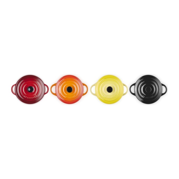Le Creuset 4er-Set Mini Cocottes Feuer und Flamme aus Steinzeug | Le Creuset | Mimocook