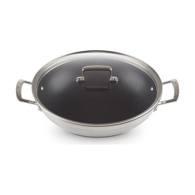 Le Creuset Wok Anti-Adhérent Inox Classique avec Couvercle Verre 30 cm | Le Creuset | Mimocook