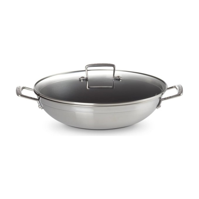 Le Creuset Wok Anti-Adhérent Inox Classique avec Couvercle Verre 30 cm | Le Creuset | Mimocook