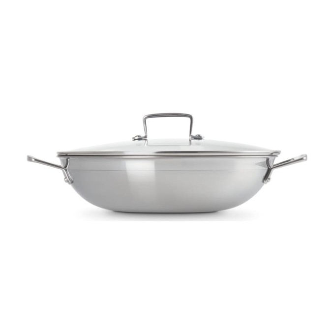Le Creuset Wok Anti-Adhérent Inox Classique avec Couvercle Verre 30 cm | Le Creuset | Mimocook