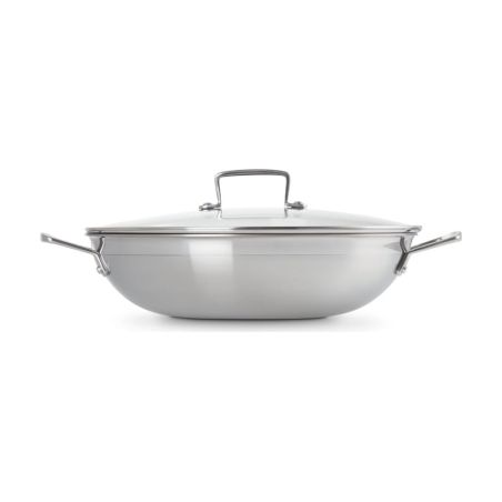 Le Creuset Wok de Acero Inoxidable Classic con Revestimiento Antiadherente y Tapa de Cristal 30 cm | Le Creuset | Mimocook