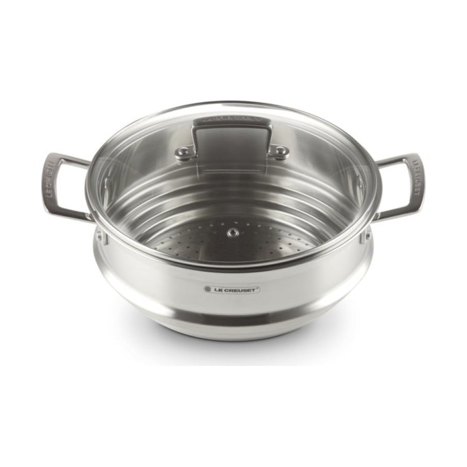 Le Creuset Grand Cuit-Vapeur Adaptable Inox Classique avec Couvercle en Verre | Le Creuset | Mimocook