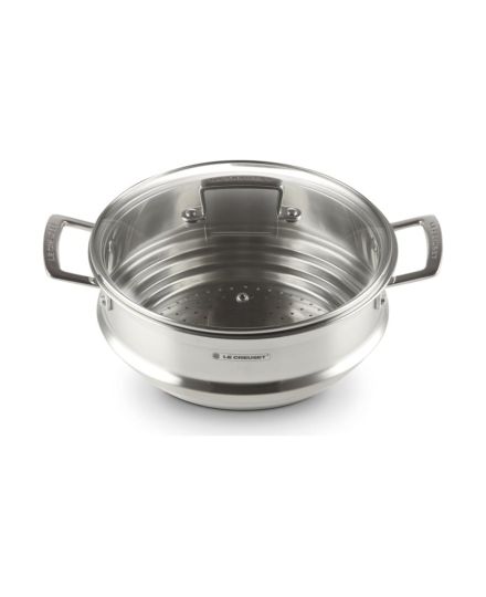 Le Creuset Vaporeira Grande de Aço Inoxidável com Tampa de Vidro | Le Creuset | Mimocook