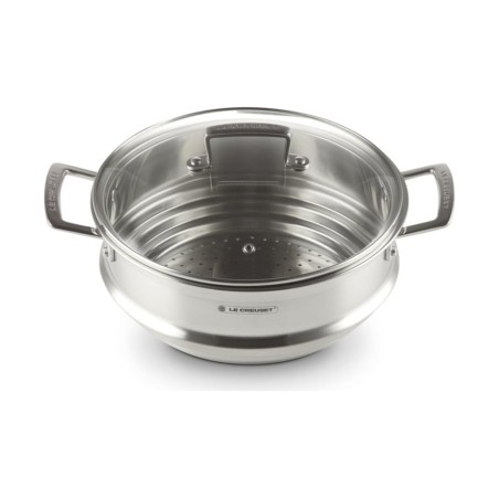 Le Creuset Großer Dämpfeinsatz aus Edelstahl mit Glasdeckel | Le Creuset | Mimocook