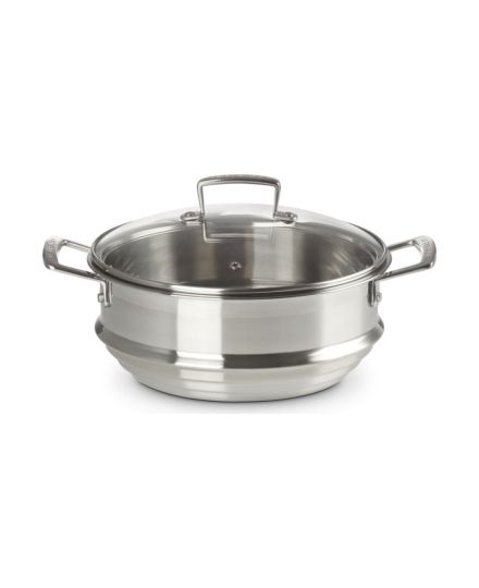 Le Creuset Vaporeira Grande de Aço Inoxidável com Tampa de Vidro | Le Creuset | Mimocook