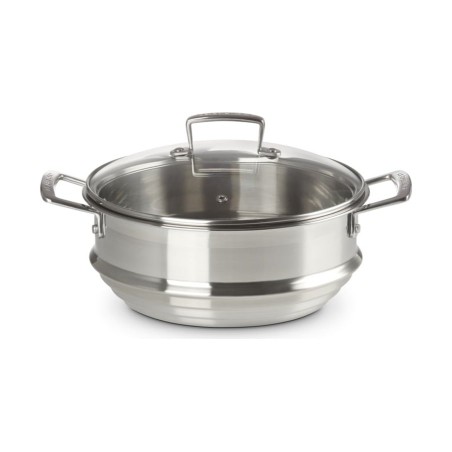 Le Creuset Großer Dämpfeinsatz aus Edelstahl mit Glasdeckel | Le Creuset | Mimocook