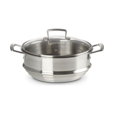 Le Creuset Vaporeira Grande de Aço Inoxidável com Tampa de Vidro | Le Creuset | Mimocook
