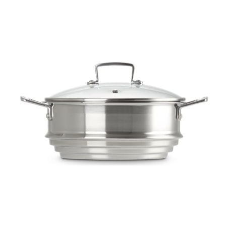 Le Creuset Vaporeira Grande de Aço Inoxidável com Tampa de Vidro | Le Creuset | Mimocook