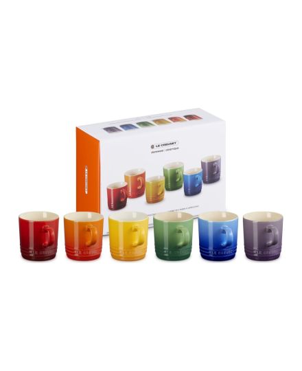 Le Creuset 6er-Set Cappuccinobecher Regenbogen aus Steinzeug 0,2 L | Le Creuset | Mimocook