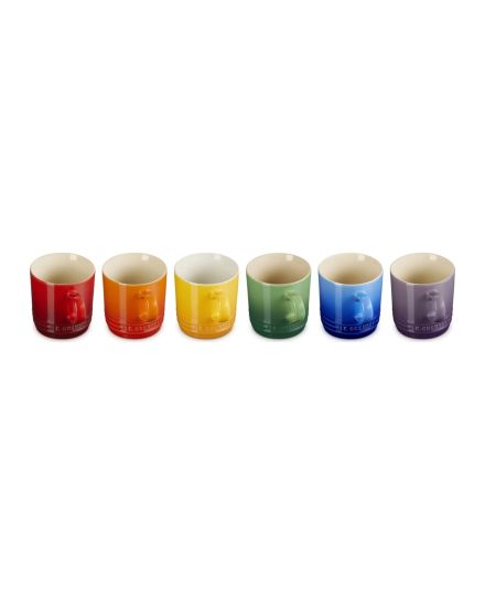 Le Creuset 6er-Set Cappuccinobecher Regenbogen aus Steinzeug 0,2 L | Le Creuset | Mimocook