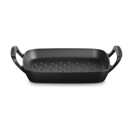 Le Creuset Quadratischer BBQ Outdoor Grillkorb aus Gusseisen in Mattschwarz 30 cm | Le Creuset | Mimocook