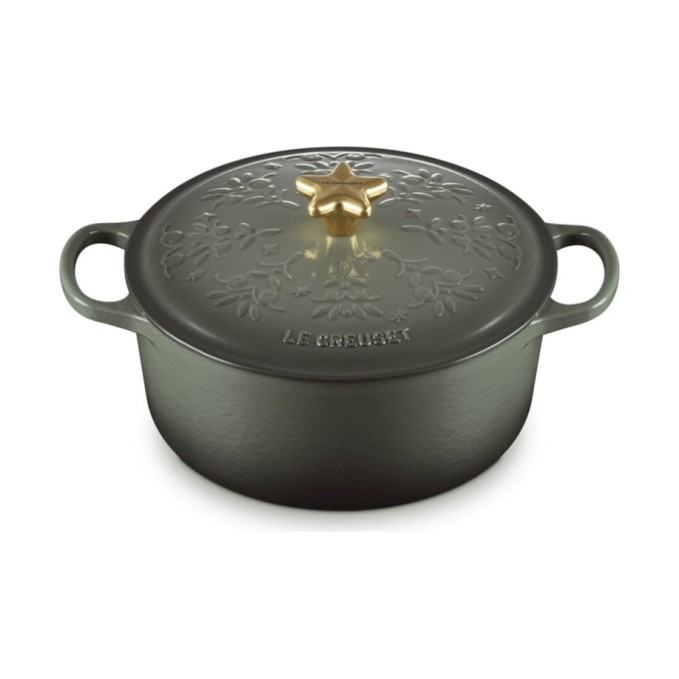 Le Creuset Round Cast Iron Casserole with Star Knob and Christmas Tree Reliefs 24 cm | Le Creuset | Mimocook
