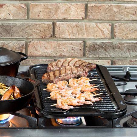 Lodge Pro-Grid Wende-Grillplatte aus Gusseisen 51 × 27 cm | Lodge | Mimocook