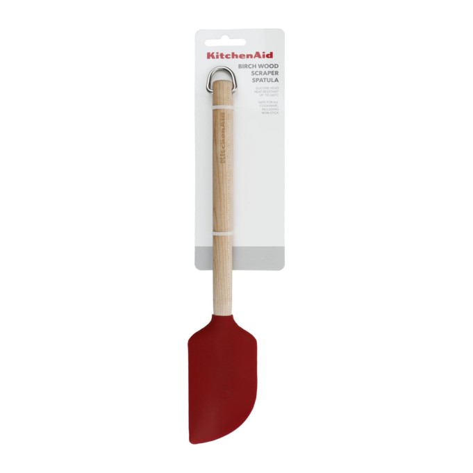 KitchenAid Espátula Raspadora em Madeira de Bétula com Cabeça de Silicone Empire Red | KitchenAid | Mimocook