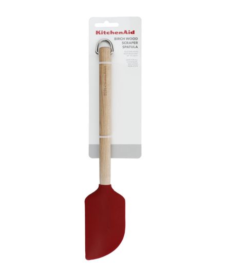 KitchenAid Spatule Racloir en Bois de Bouleau avec Tête en Silicone Empire Red | KitchenAid | Mimocook