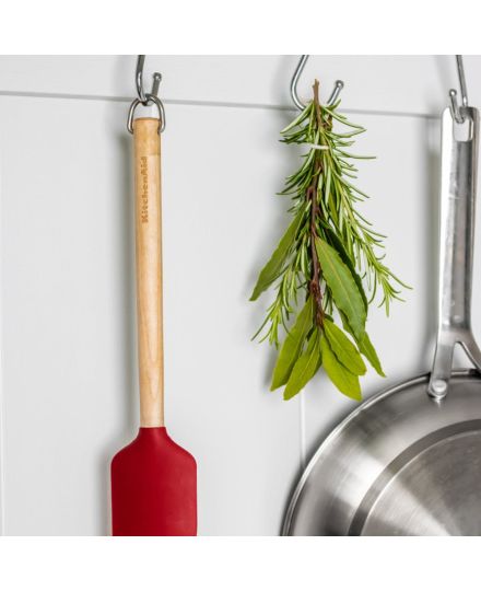 KitchenAid Spatule Racloir en Bois de Bouleau avec Tête en Silicone Empire Red | KitchenAid | Mimocook