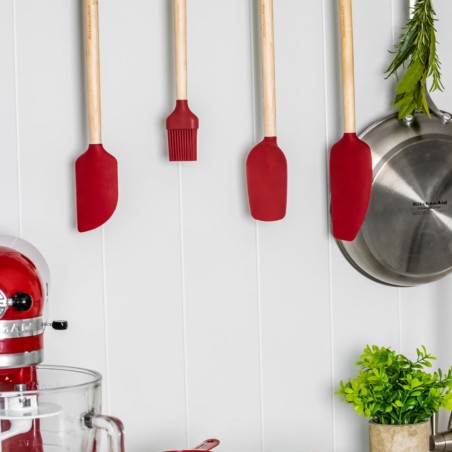 KitchenAid Espátula Raspadora de Madera de Abedul con Cabeza de Silicona Empire Red | KitchenAid | Mimocook
