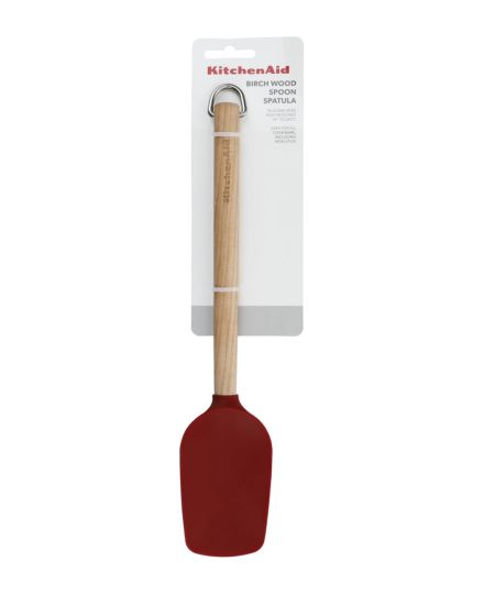 KitchenAid Cuillère Spatule en Bois de Bouleau avec Tête en Silicone Empire Red | KitchenAid | Mimocook