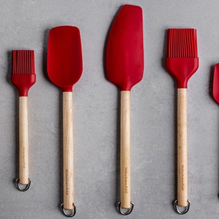 KitchenAid Colher Espátula em Madeira de Bétula com Cabeça de Silicone Empire Red | KitchenAid | Mimocook
