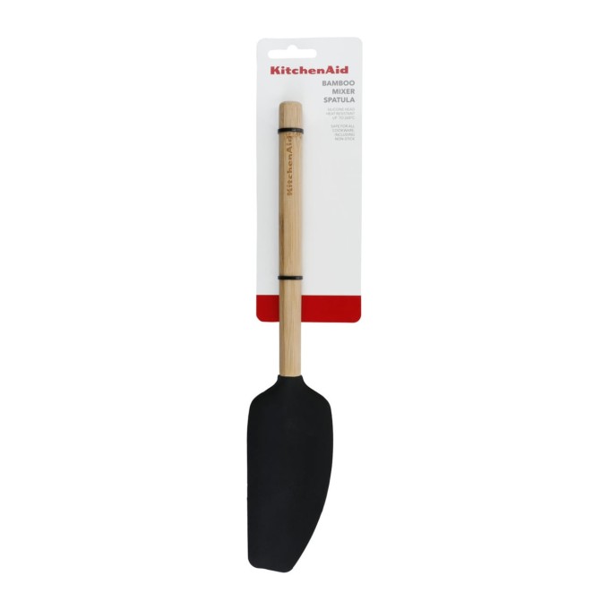 KitchenAid Espátula Mezcladora de Bambú con Cabeza de Silicona Negra | KitchenAid | Mimocook