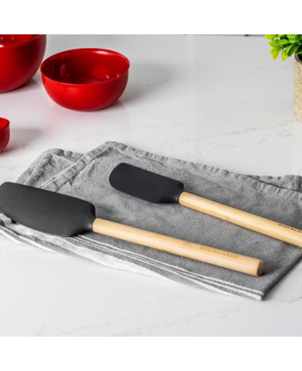 KitchenAid Spatule Mélangeuse en Bambou avec Tête en Silicone Noire | KitchenAid | Mimocook