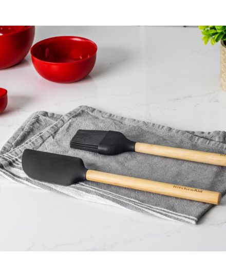 KitchenAid Spatule Racloir en Bambou avec Tête en Silicone Noire | KitchenAid | Mimocook