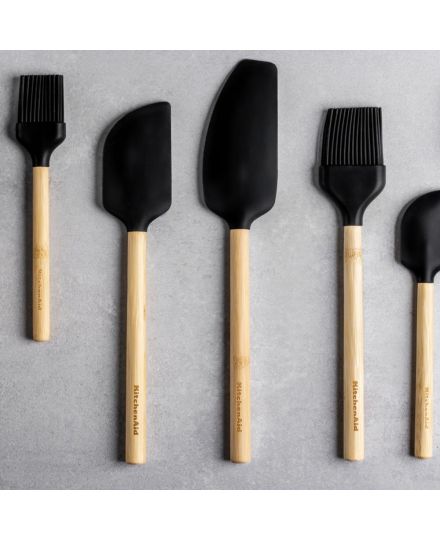 KitchenAid Colher Espátula em Bambu com Cabeça de Silicone Preta | KitchenAid | Mimocook