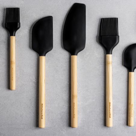 KitchenAid Colher Espátula em Bambu com Cabeça de Silicone Preta | KitchenAid | Mimocook