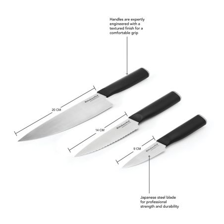 KitchenAid Classic 3-Piece Chef Knife Set | KitchenAid | Mimocook