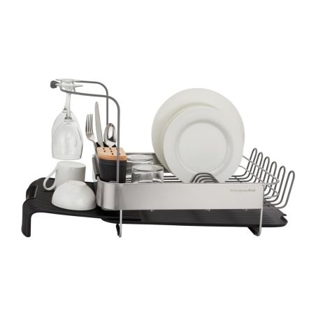 KitchenAid Égouttoir à Vaisselle Extensible avec Support pour Verres à Pied Gris Charcoal | KitchenAid | Mimocook