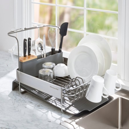 KitchenAid ausziehbarer Geschirrabtropfständer mit Gläserhalter Charcoal Grey | KitchenAid | Mimocook