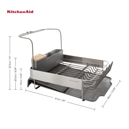 KitchenAid Escurridor de Vajilla Extensible con Soporte para Copas Gris Charcoal | KitchenAid | Mimocook