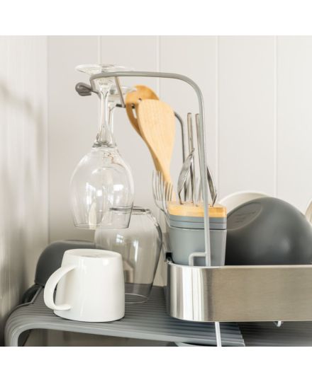KitchenAid Égouttoir à Vaisselle Extensible avec Support pour Verres à Pied Gris Charcoal | KitchenAid | Mimocook
