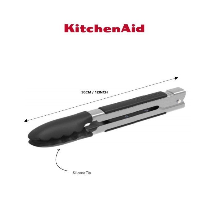 KitchenAid Pinça de Cozinha com Pontas de Silicone 30 cm Preta | KitchenAid | Mimocook