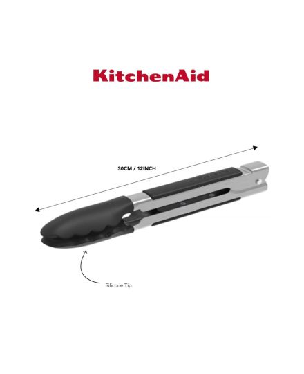 Pinça de bloqueio lateral 30cm com ponta de silicone KitchenAid | KitchenAid | Mimocook