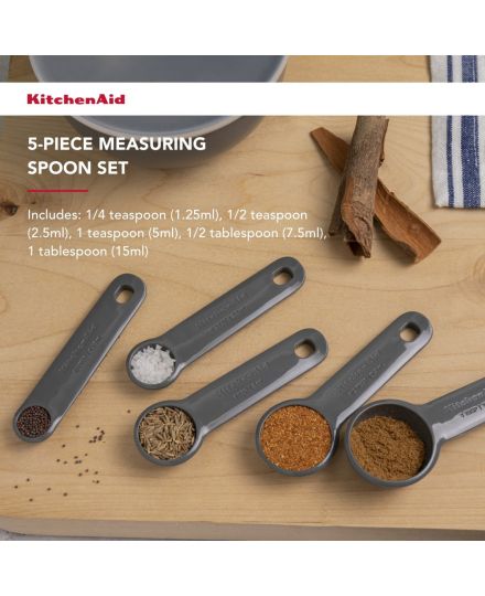 KitchenAid Conjunto de 5 Colheres Medidoras Cinzento Charcoal | KitchenAid | Mimocook