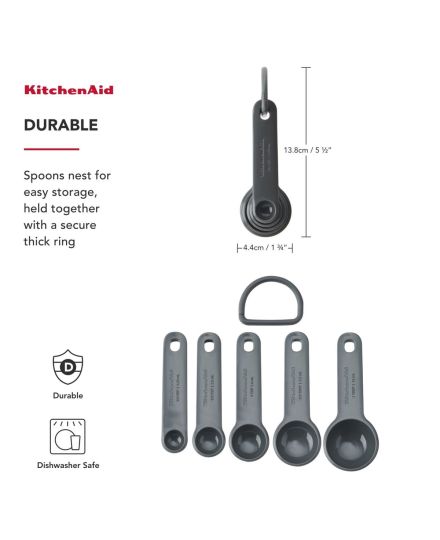 KitchenAid Set de 5 Cucharas Medidoras Gris Charcoal | KitchenAid | Mimocook